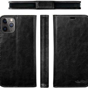 Newseego Leather Case Compatible with iPhone 12/iPhone 12 Pro Black